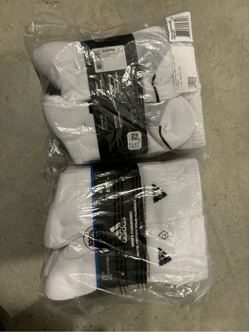 adidas White Crew Athletic Socks with Black Logo Accents - Pack